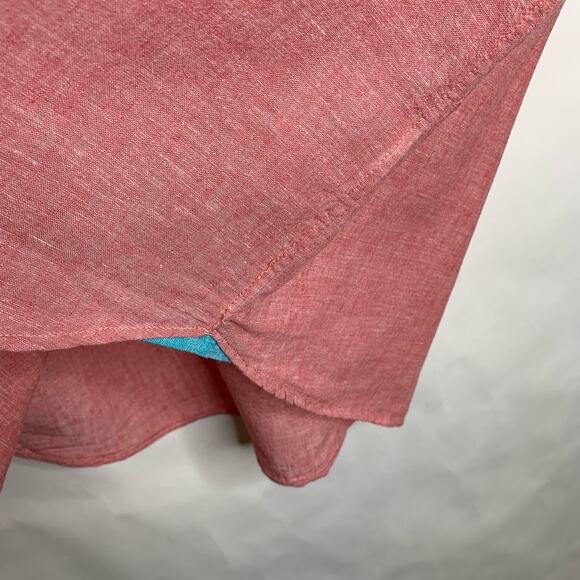 Tenth & Ocean Linen Red Button Front Short Sleeve Shirt Sz Large - Picture 3 of 6